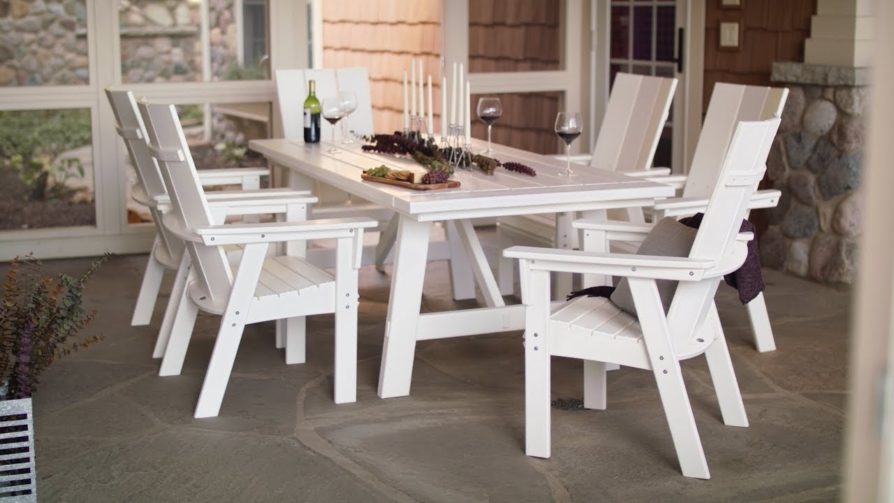 POLYWOOD® Modern Adirondack 7-Piece Rustic Farmhouse Dining Set - PWS447-1