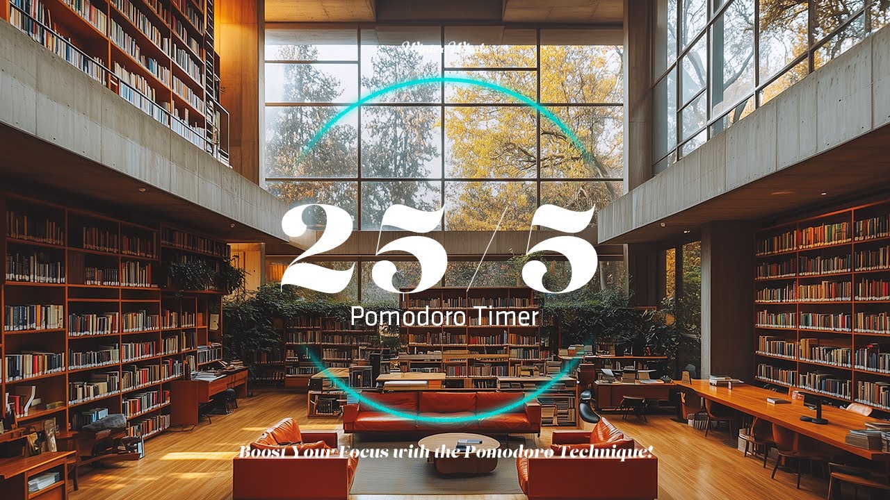 Pomodoro 25/5 - Library Nook in a Bookstore | Study, Work, Focus, 뽀모도로, Study Timer