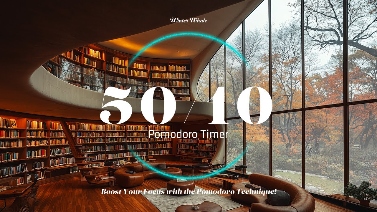 Pomodoro 50/10 - Library Ambience | Studying, Working, Deep Focus | Study Timer, 뽀모도로 50/10