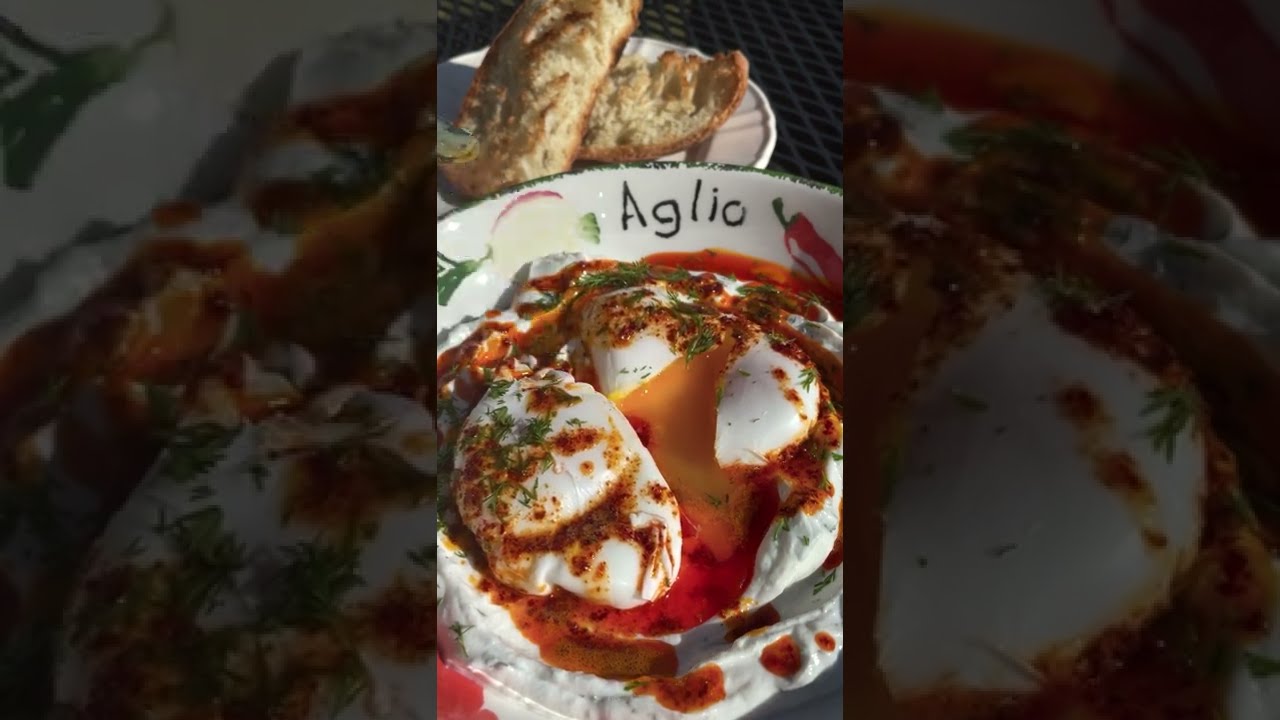 Popular Turkish Breakfast (Cilbir aka Turkish Eggs)