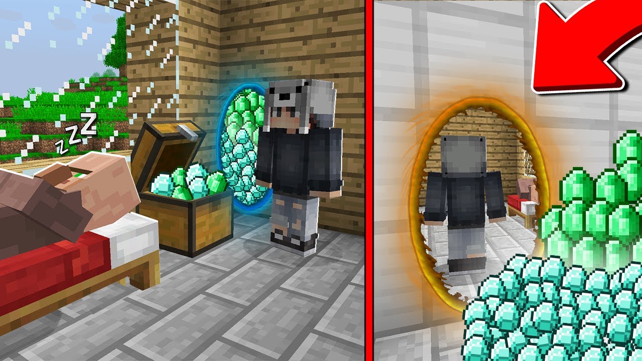 PORTAL SİLAHIYLA KÖYLÜLERİ SOYDUM! 😱 - Minecraft