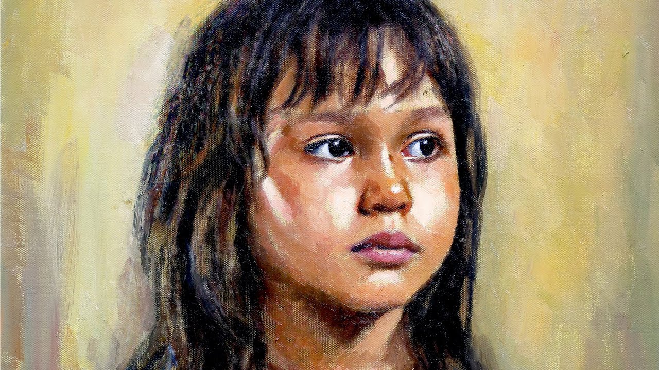 Portrait Painting in Oils of Emilie #1 by Dad