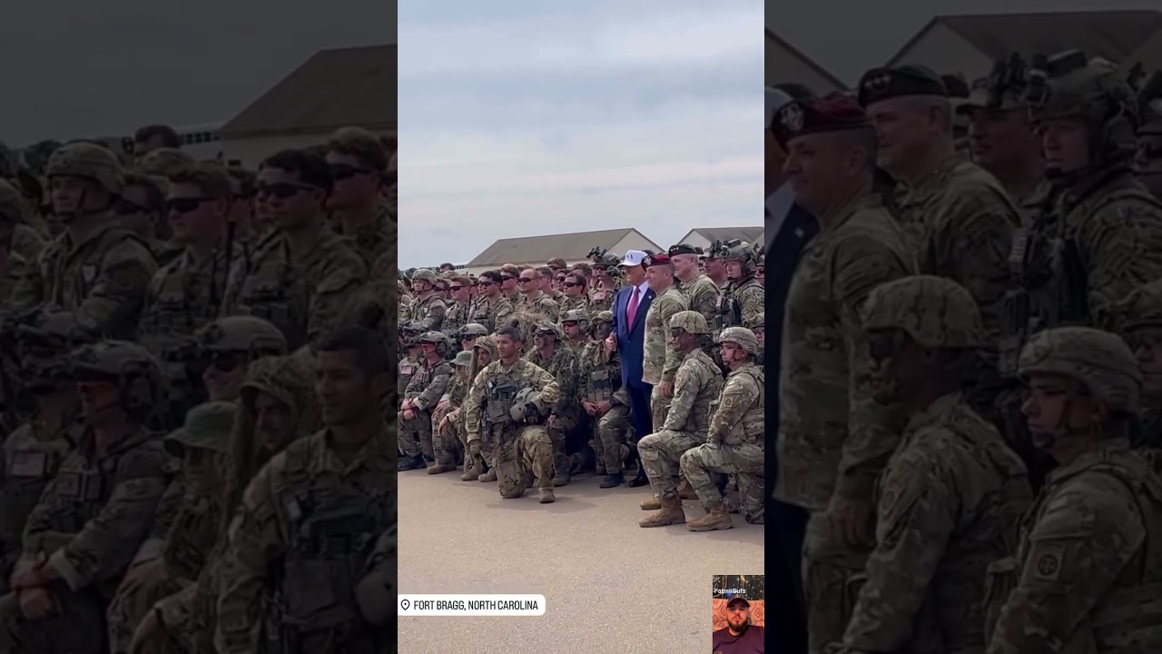 President Donald J Trump with the United States Army & Special Forces yesterday at Fort Bragg! #usa