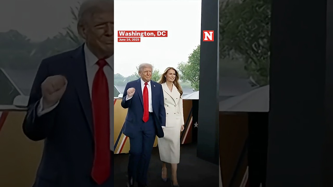 President Donald Trump Joins Military Parade With Grand Entrance