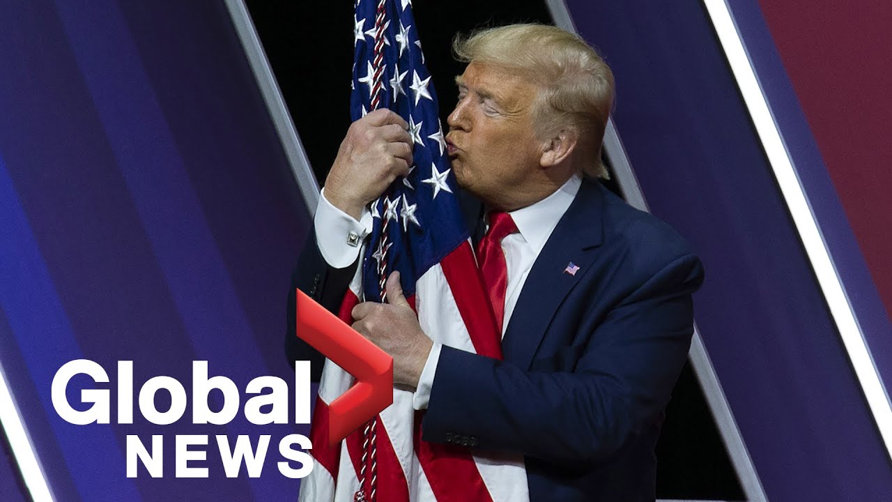 President Trump hugs, gives kiss to American flag at CPAC Conference