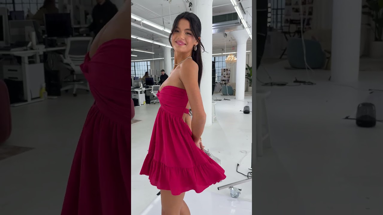 Pretty in Magenta 💖✨ | Cutout Strapless Babydoll Dress