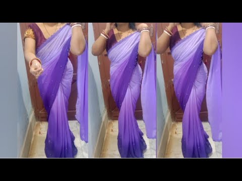 PRIHAL ART GORGET SILK OPEN PALLU SAREE DRAPING/ HOW TO WEAR SAREE DRAPING STYLE OPEN PALLU SAREE