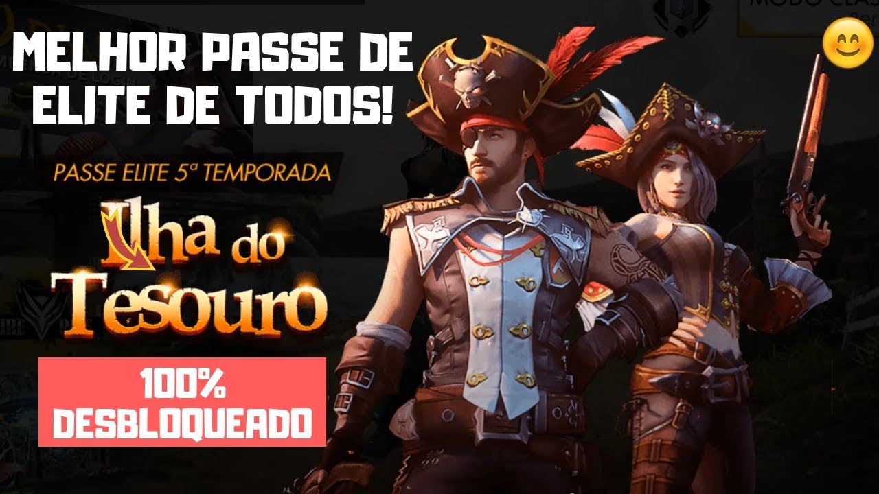 PRIMEIRO A COMPLETAR O PASSE DE ELITE ILHA DO TESOURO DO FREE FIRE