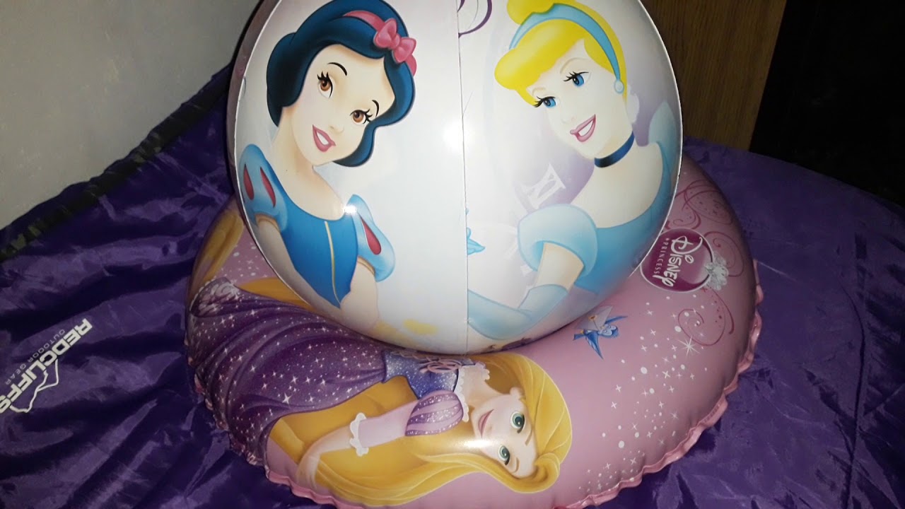 Princess beach ball and swimmrimg deflating