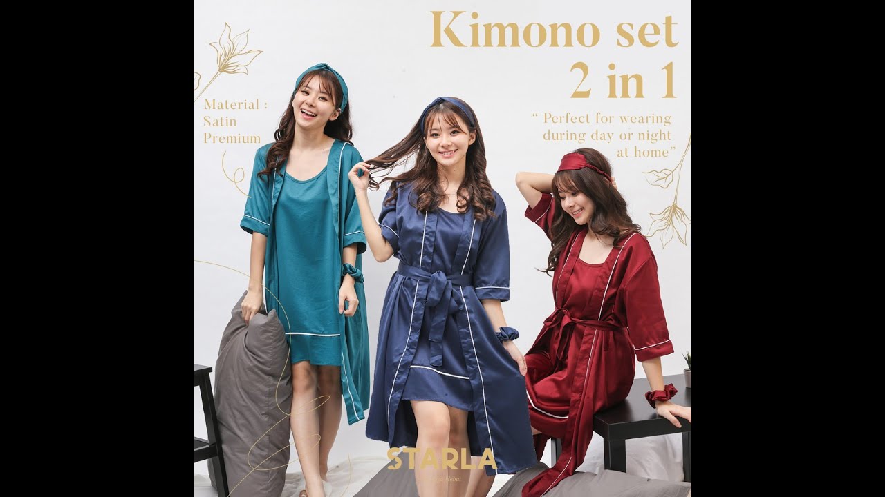 PRODUCT REVIEW : KIMONO DRESS SATIN PIYAMA SET BAJU TIDUR WANITA SATEN PREMIUM DEWASA MAIA