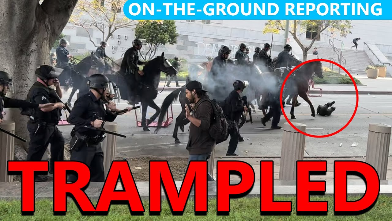 Protester TRAMPLED By Horseback Cops During LA ICE Raids, Cops WILDLY Shoot Everywhere
