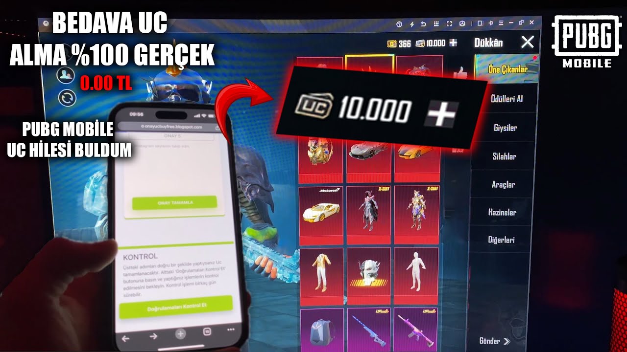 PUBG MOBİLE BEDAVA UC ALMA 2024 UC HİLESİ %100 GERÇEK