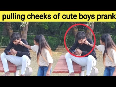 pulling cheeks of cute boys prank #bestprank#viralprank #pullingcheek