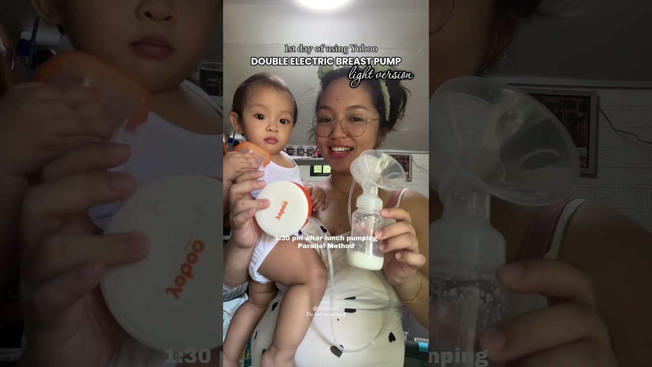 Pump and pour usinb Yoboo Double Electric Breast Pump #yoboo #breastfeedingmom #pumpingmom