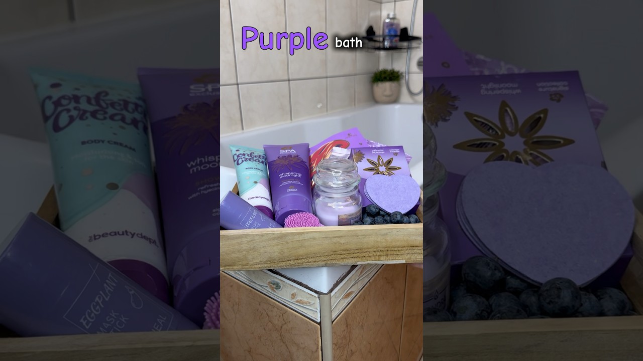 Purple bath 💜 What's next? #asmr #bathroutine #bathessentials #night #shorts #fyp #viral #bathtime