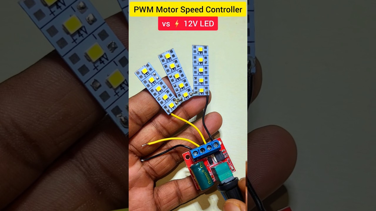 PWM Motor Speed Controller vs 12V LED 😲 Electronics Project 🔥🔥 #shorts #electroeshu #experiment #diy