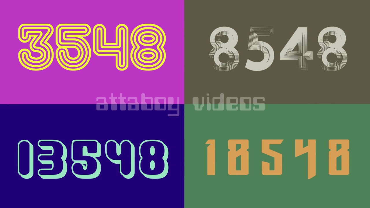 QUAD VISION counting numbers 1 to 20,000 in multi-color 🌈 fonts! HD