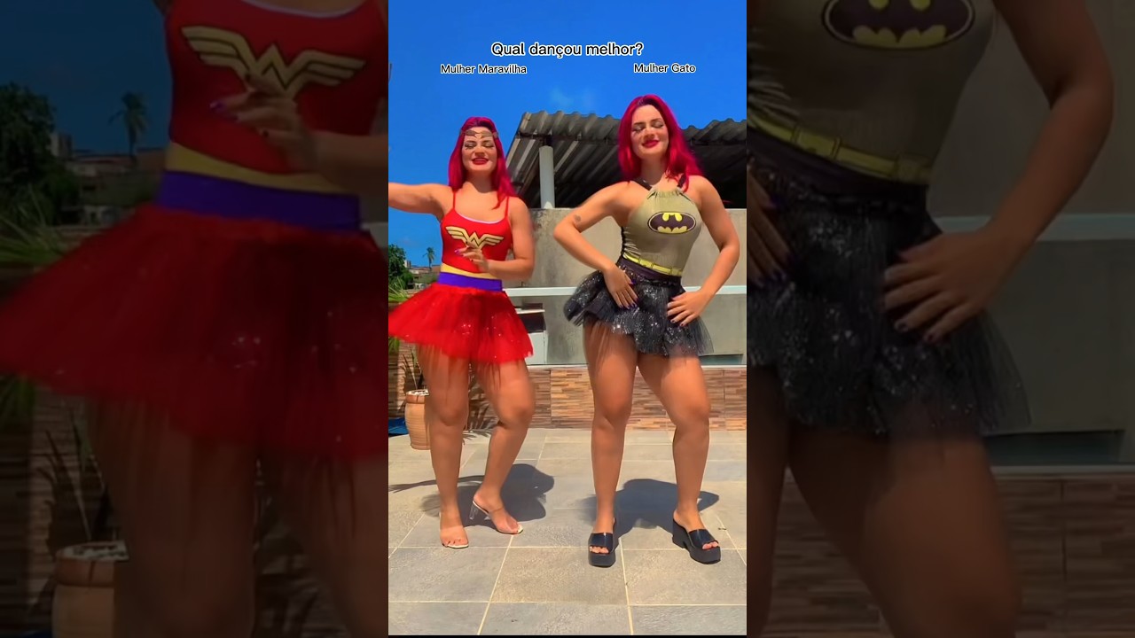 Quem dançou melhor? 😍🎶 Mulher Maravilha ou Mulher Gata? #danca #entretenimento