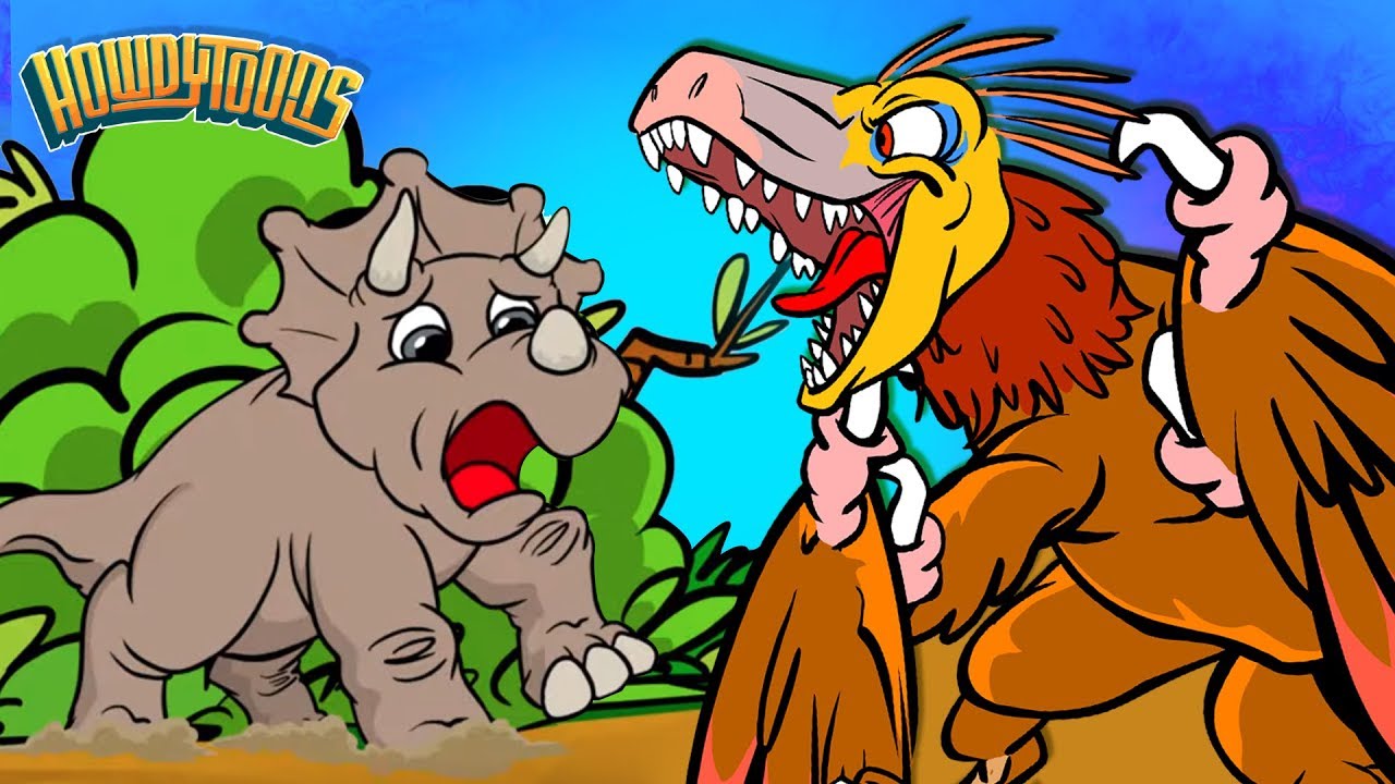 Quicksand! Triceratops Vs Velociraptor | Dinosaur Songs from Dinostory by Howdytoons S2E6