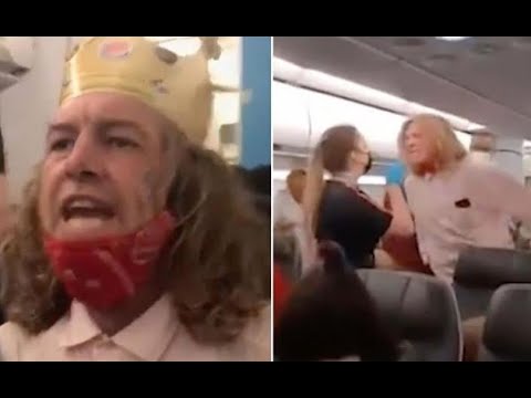 Racist man with Burger King crown says the N-word in airplane. Chaos erupts.