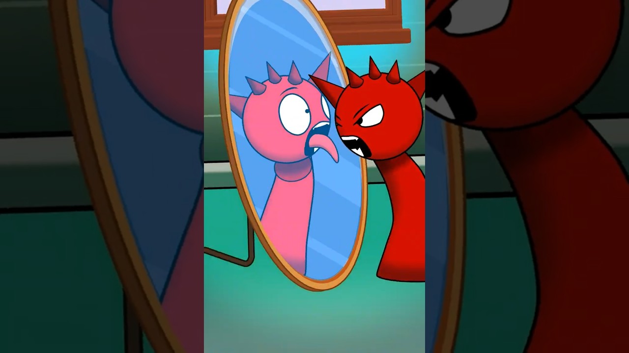 Raddy was replaced by his reflection 😳🪞#raddy #pinki #oren #sprunki #incredibox #funny #animation