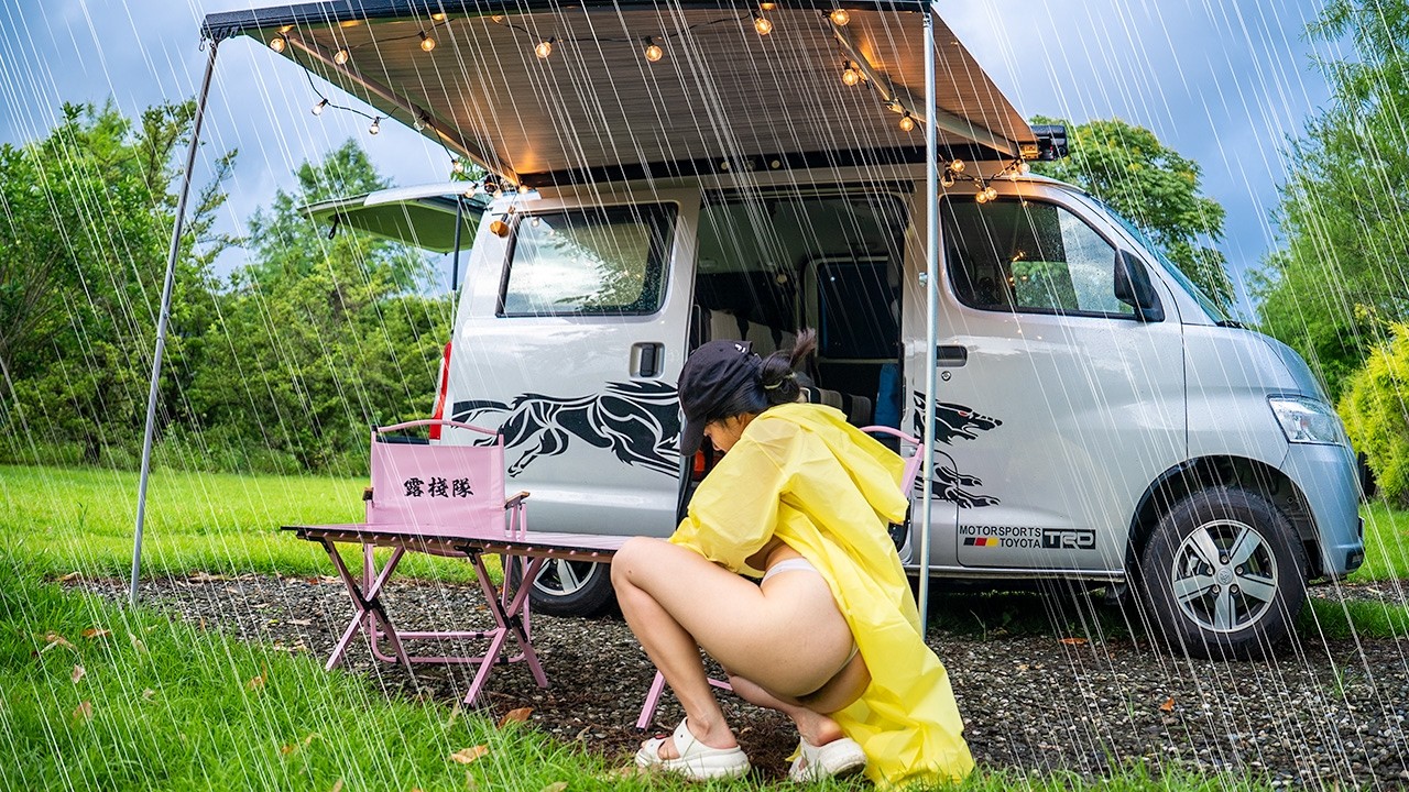 Rainstorm in Mountains - Camping Van Adventure | ASMR (satisfying) 4K