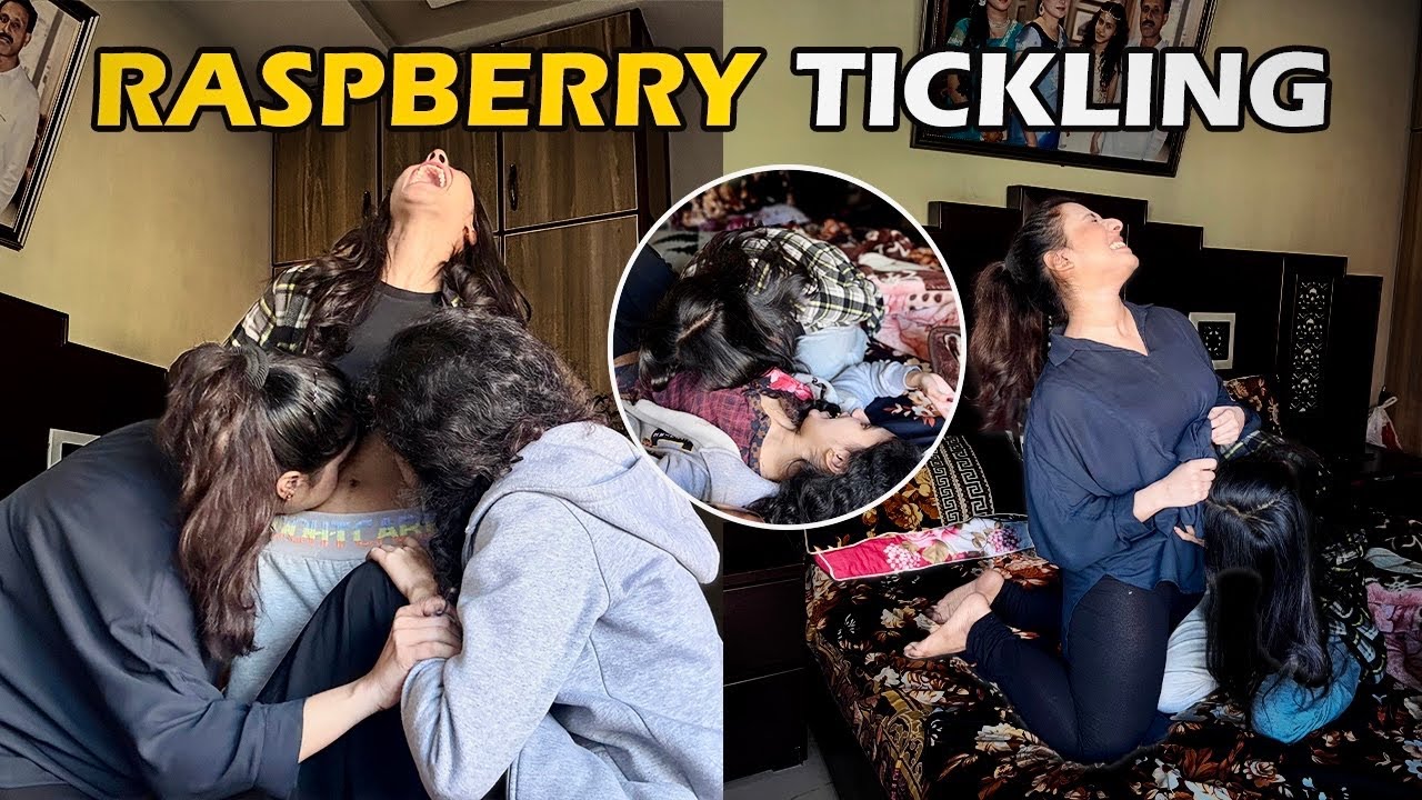 Raspberry tummy tickling part 3 funny challenge video /four sisters vlogs
