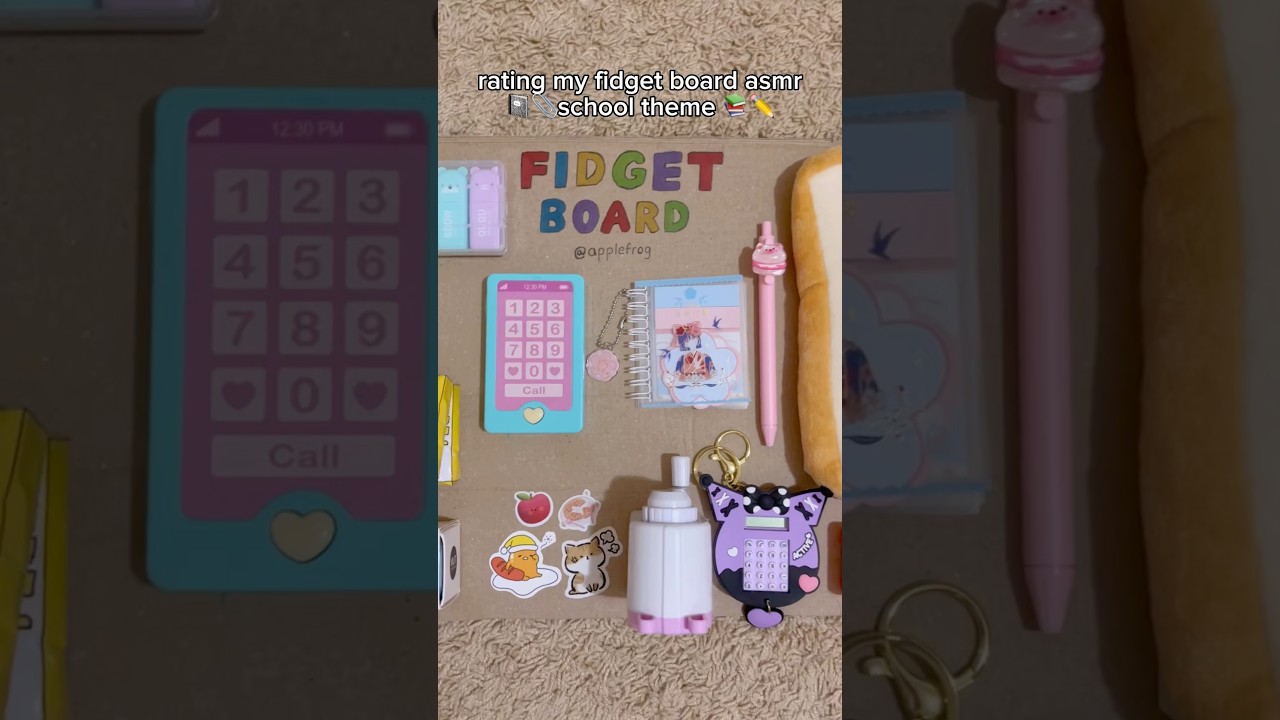 rating my fidget board asmr📚school theme#asmr#fidget#fidgetboard#sanrio#diy#craft#school#stationery