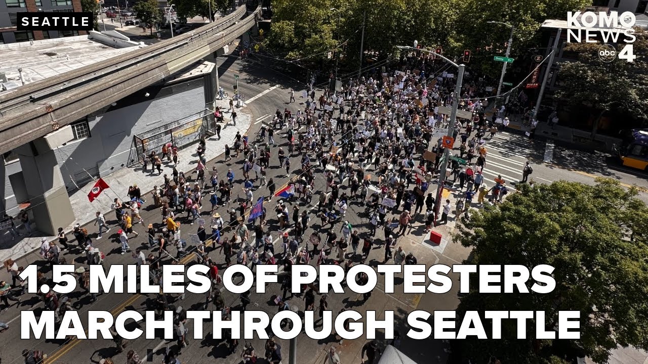 RAW FOOTAGE | Tens of thousands of people march past KOMO News during No Kings protest