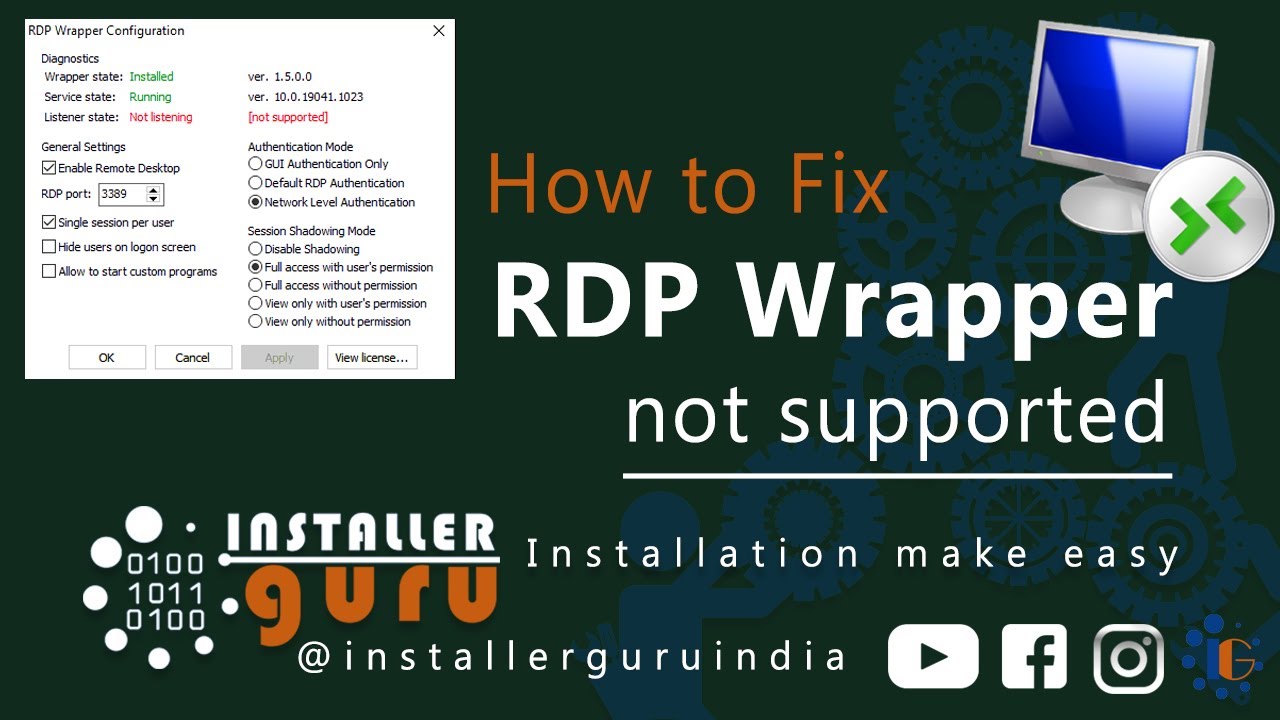 rdp wrapper not supported windows 10 (fix RDP wrapper error in Windows 10🔥💻 (English)@installerguru