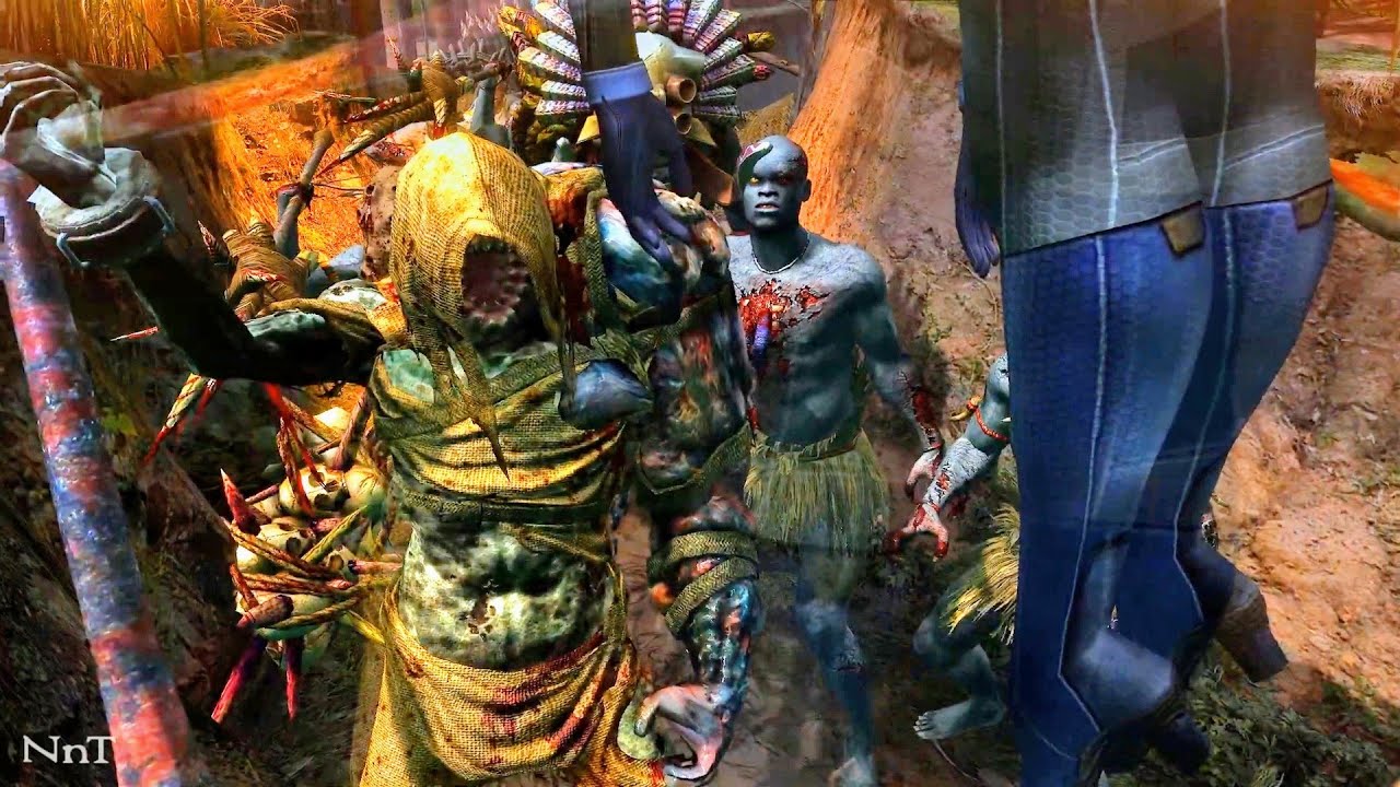 Re 5 Requested: Sheva clubbin - Jill battlesuit grabbed by Guardian of Insanity Boss