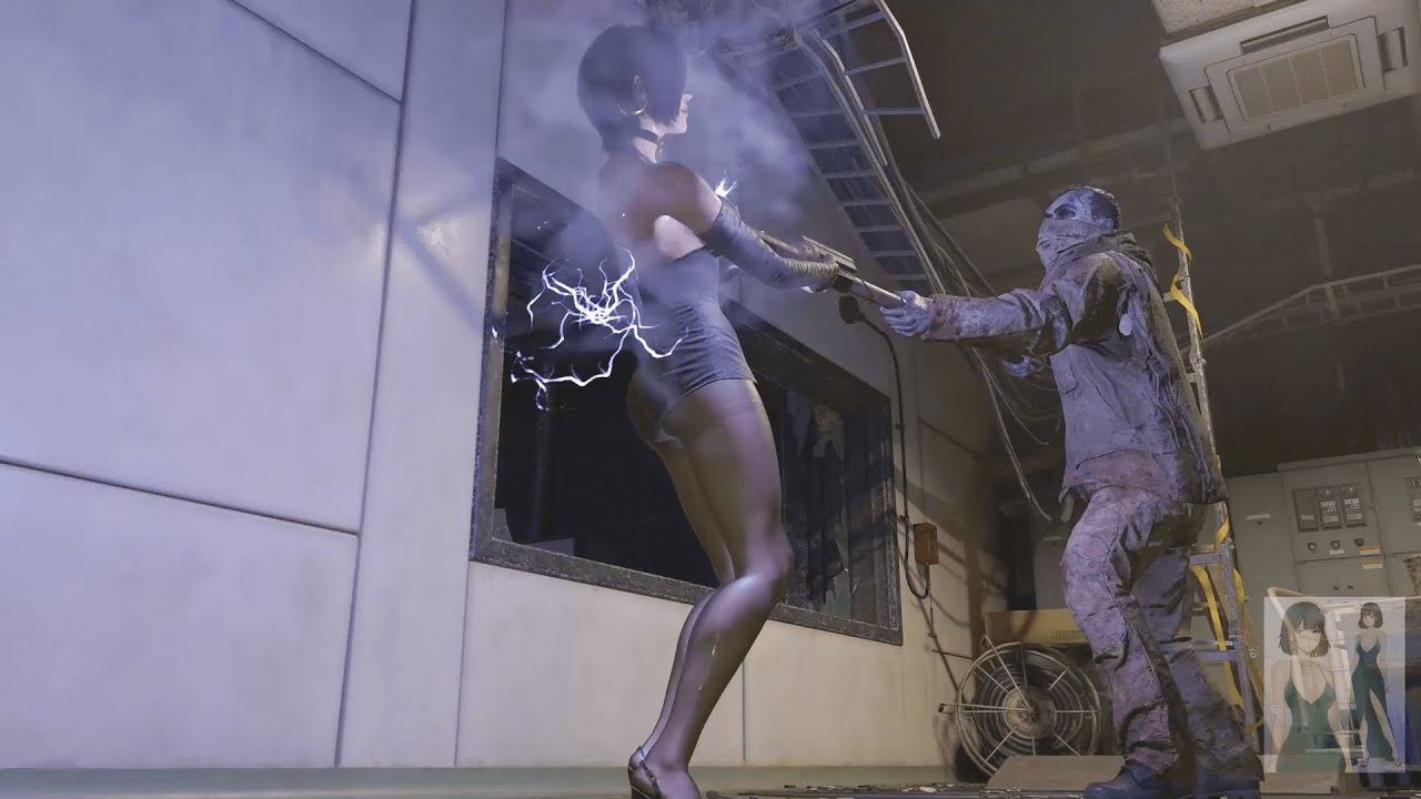 RE4 Remake Ryona Black Mini Dress Ada gets shocked