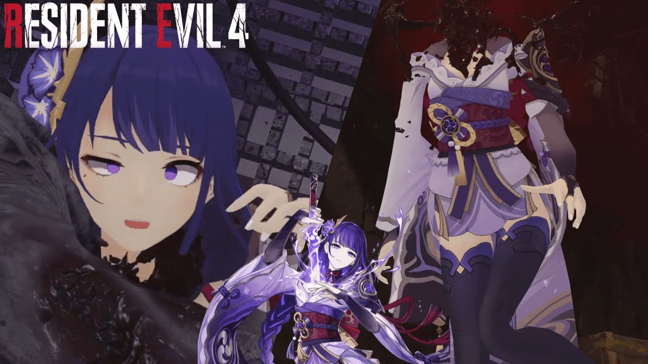 RE:4 Ryona - Raiden Shogun All Death Scenes (Free Cam)