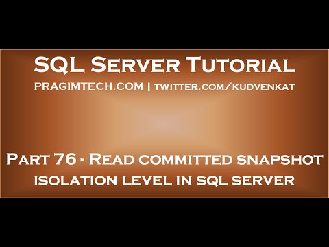 Read committed snapshot isolation level in sql server