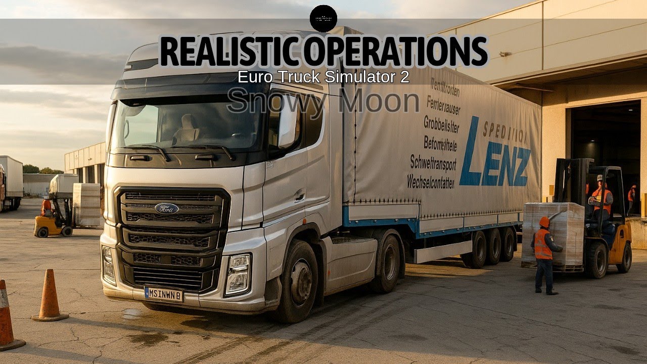 Realistic Operations [Snowy Moon] of Ets 2-Ford Trucks New F-Max. [Scenic & Hidden Roads/1.53+1.54]