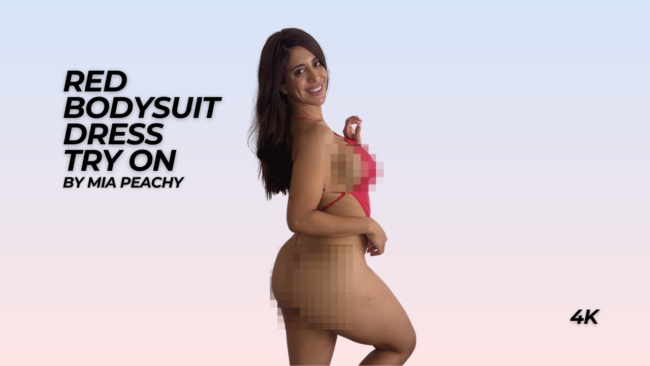 Red Bodysuit Try On by Mia | 4k