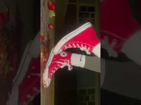 Red Converse All stars Crush Some food.