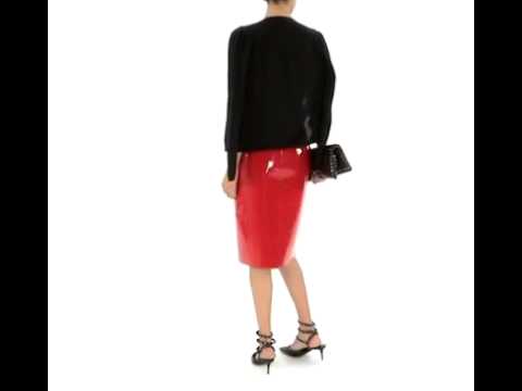 Red Patent Leather PVC Pencil Skirt