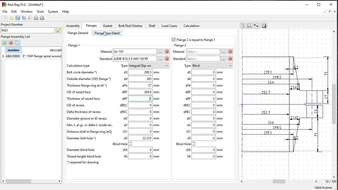 Red-Bag FLG EN 1591-1 flange calculation software - tutorial 01