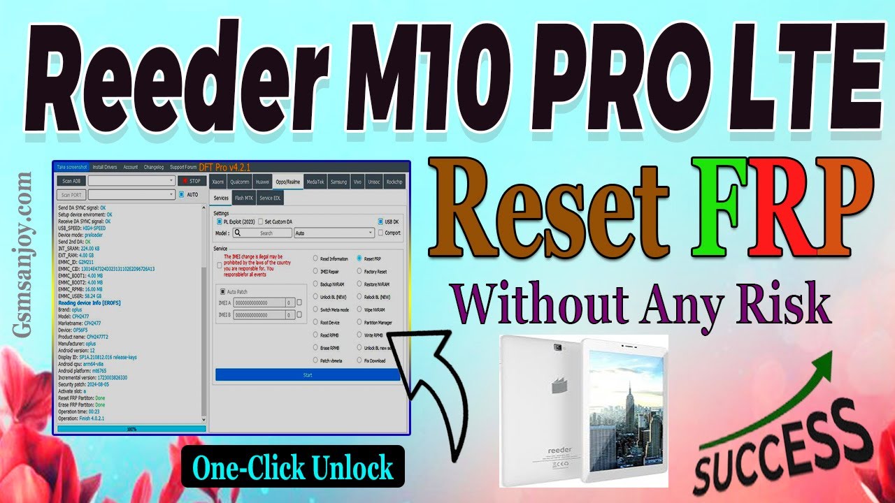 Reeder M10 PRO LTE Tablet Reset FRP Unlock Android 9 One-Click by DFT Pro #Gsmsanjoy