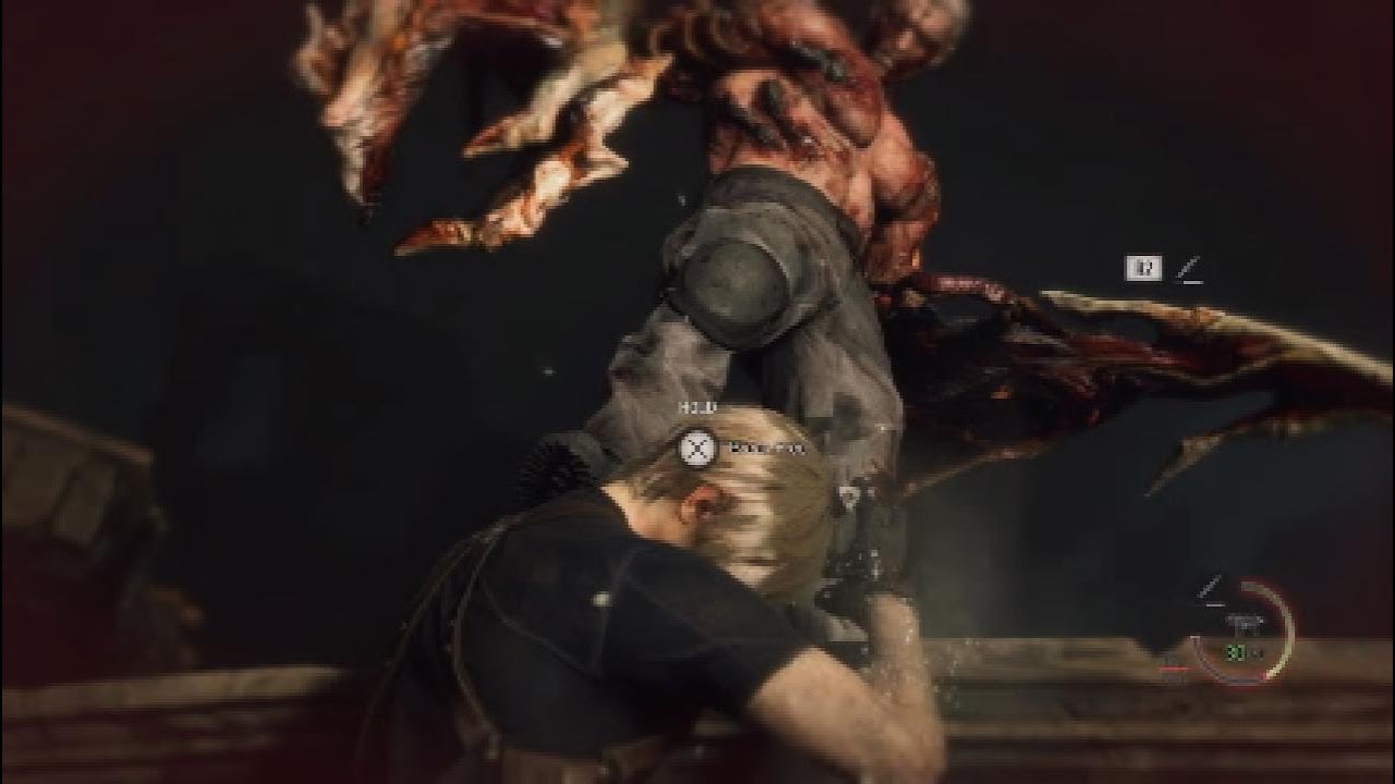 Resident Evil 4 Remake Super Krauser Stomps Leon Falls into Oblivion Old School Death Animation
