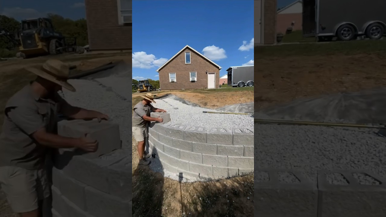 Retaining Wall Install  on Slope