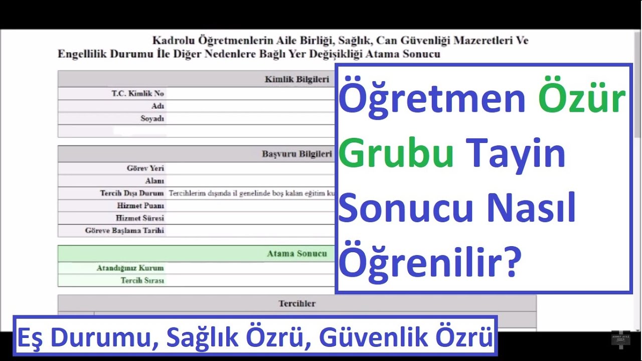 Öğretmen Özür Grubu Tayin Sonucu Nasıl Öğrenilir? Eş Durumu, Sağlık Özrü, Güvenlik Özrü.