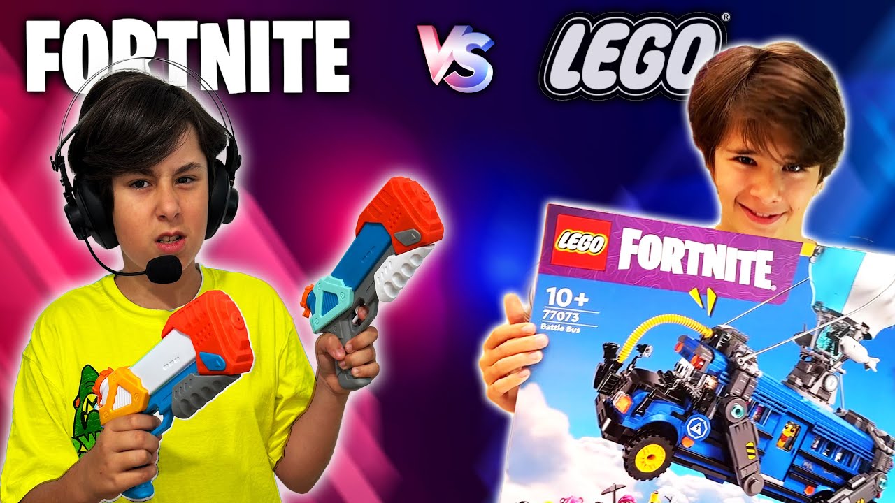 RETO!!  Ganar en FORTNITE Vs. Construir LEGO!! Dani y Evan