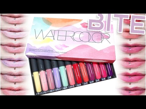 Review & Swatches: BITE Watercolor Lip Gloss Library | Live Application