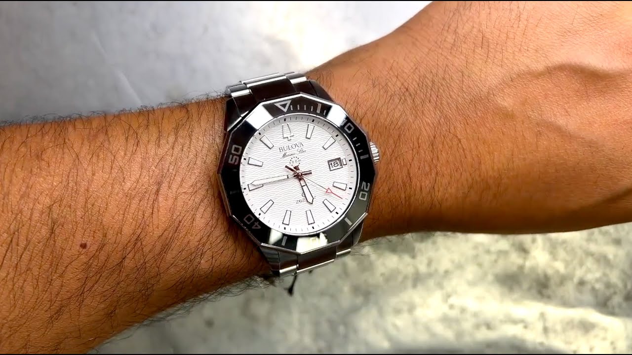 Review Bulova 43mm Marine Star Precisionist White Dial 96B426
