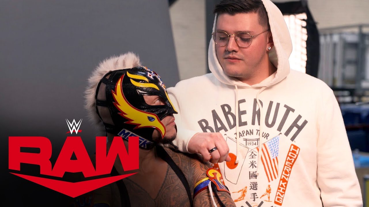 Rey Mysterio is photographed with U.S. Title: Raw Exclusive, Nov. 25, 2019