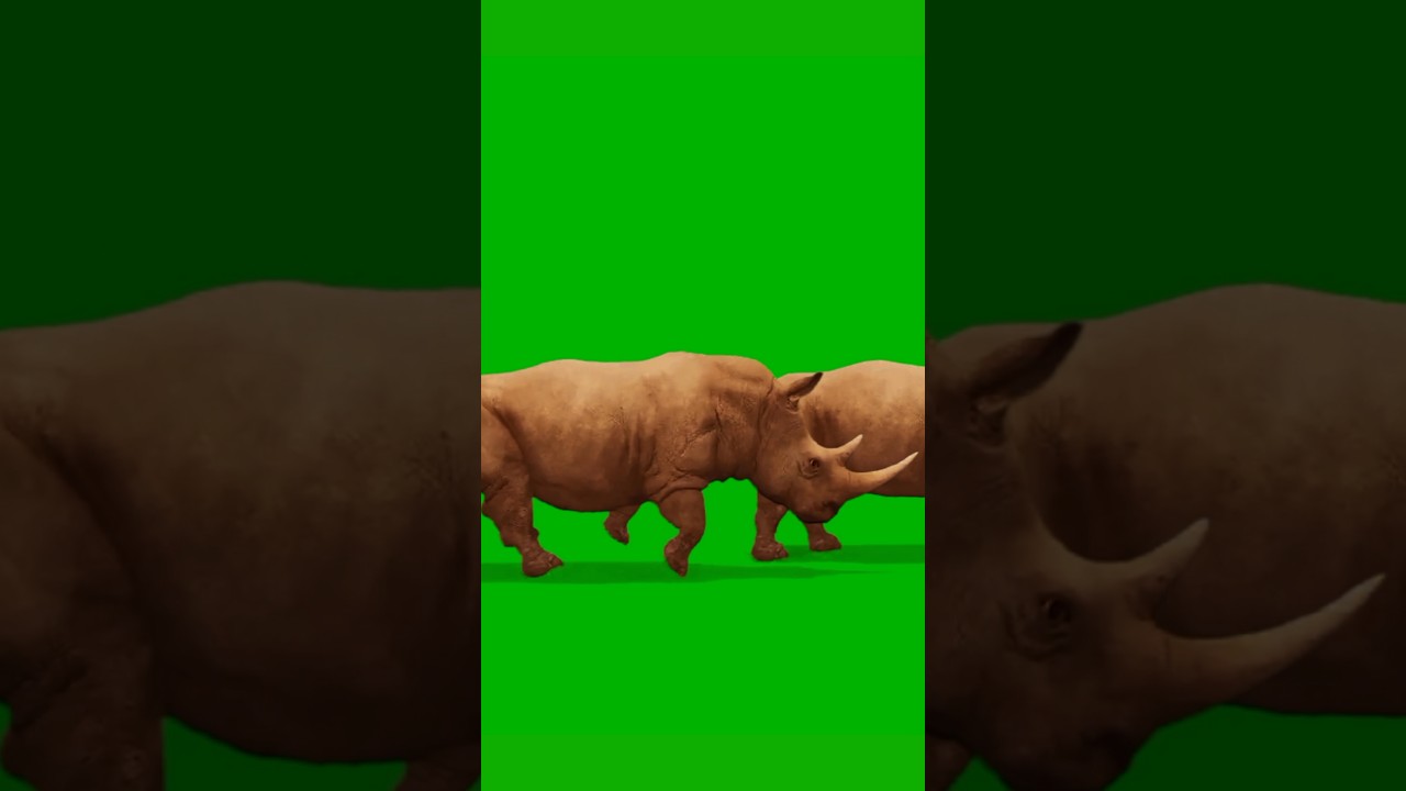 Rhinoceros Line Running Green Screen | Rhino Stampede With Sound Effect #janwar #animal #greenscreen