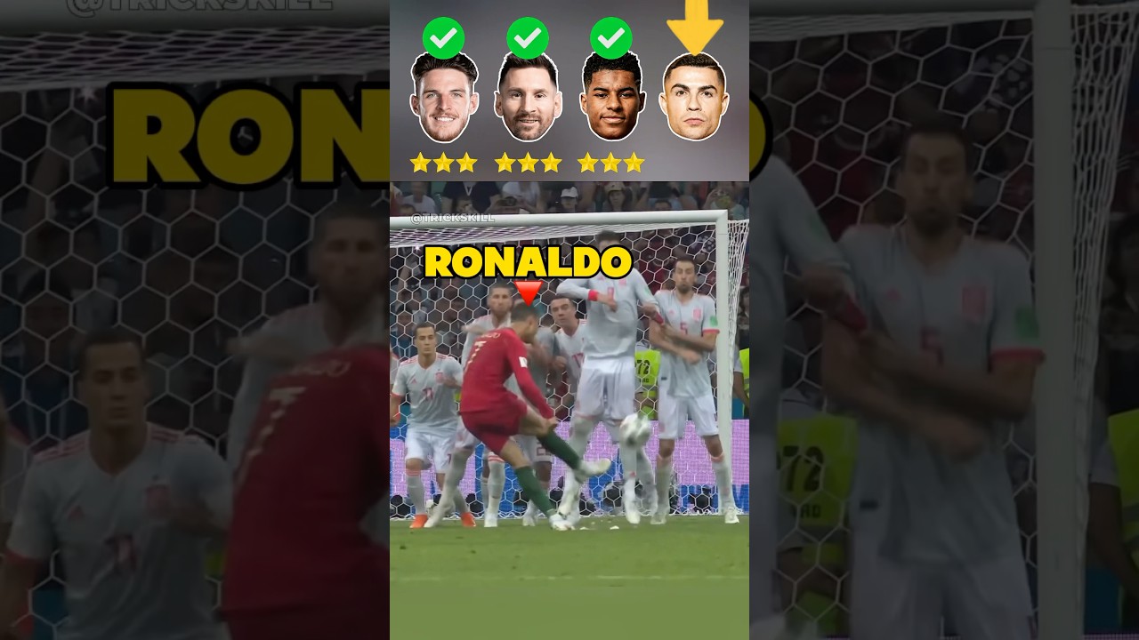 Rice VS Messi VS Rashford VS Ronaldo Crazy Free Kicks🤯