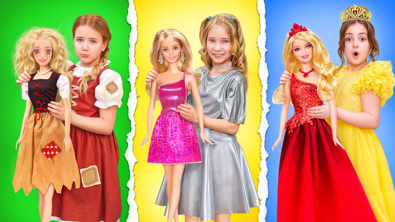 Rich vs Broke vs Giga Rich Barbie doll makeover competition